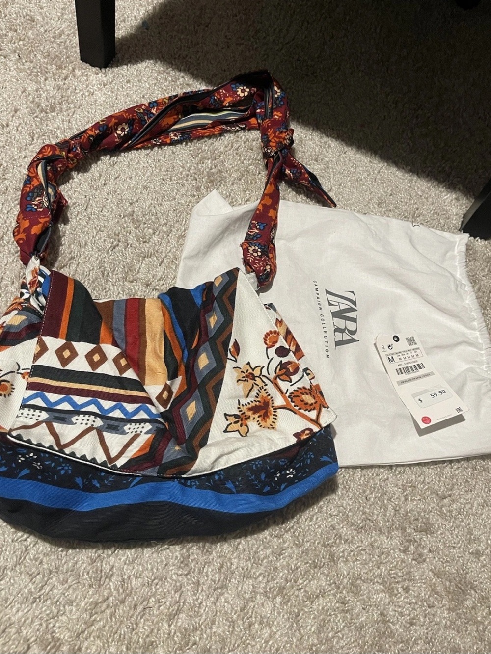 New Rare Bloggers favorite Zara Women’s Boho Handkerchief Slouchy Shoulder Bag - Picture 11 of 16